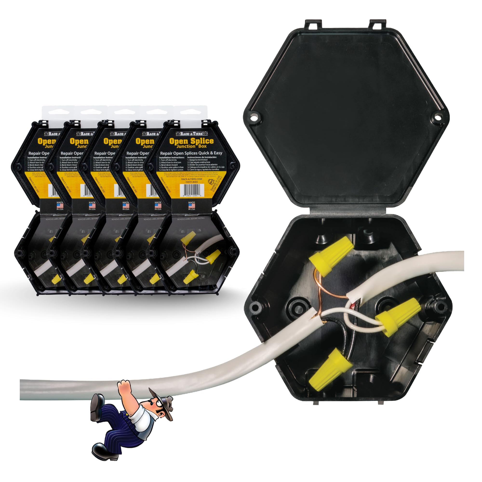 Rack-A-Tiers Open Splice Junction Box (5 Pack) (UL Listed), One